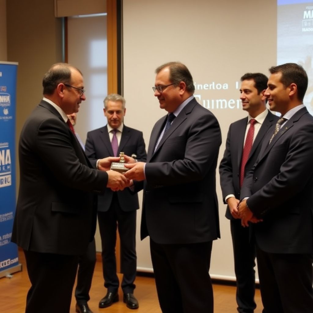 Martín Rodríguez recibiendo premio de la Cámara de Comercio